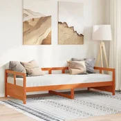 shumee vidaXL Dnevna postelja z vzmetnico, voščeno rjava, 80x200 cm, bor
