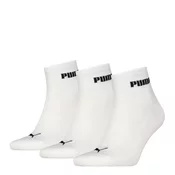 Puma Unisex Quarter Socks 3 pack, White, Size 35-38, Clothing