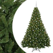 Vidaxl Umetna božična jelka, svetlo zelena z bučkami 300 cm 300 LED