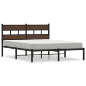Vidaxl Posteljni okvir brez vzmetnice z vzglavjem rjavi 140x190 cm