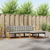 Set vanjskih sofa s jastukom 4 pcs Prirodna i svijetlo siva