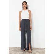 Trendyol Anthracite Tie Detailed Slit Flexible Trousers