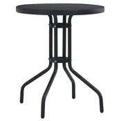 Vidaxl Vrtna miza črna 80 cm jeklo in steklo