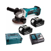 Makita Aku kotni brusilnik 115mm Li-ion LXT 18V/5.0Ah, Makpac DGA452RTJ