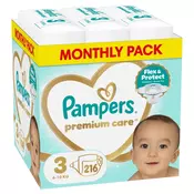 Pampers pelene prem.care monthly S3 6-10kg 216kom