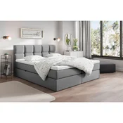 Livetastic POSTELJA Z VZMETNICO 180 cm x 220 cm , les, tekstil, leseni material temno siva