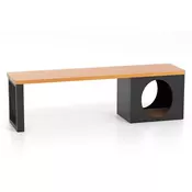 Northix Zunanja kovinska klop z mačjo hišico 3-sedežna 150 cm