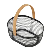 KOŠARA Z ROČAJEM 24xH17,5xH10CM/OVALNA/KOVINA, LES