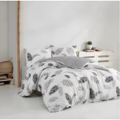 LEssentiel Maison Ranforce posteljina Plume, 260x220cm, Sivo-bela