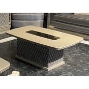 Casa Padrino luxury Art Deco coffee table cream - Rectangular living room table with glass top - Living room furniture - Art Deco furniture - Luxury furniture - Luxury furnishings