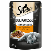 Večkratno pakiranje Sheba različice v vrečkah za ohranjanje svežine 28 x 85 g - Delikatesse v želeju s puranom