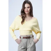 Trend Alacati Stili Ženska bluza dugih rukava ALC-019-053-BLZ, V-izrez, Žuta