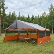 vidaXL vidaXL Družinski šotor s streho Siva in oranžna 600 x 400 x 268 cm, (5000309652)