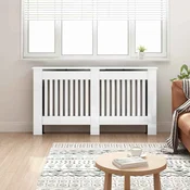 vidaXL Pokrov radiatorja Visok sijaj bela 152 x 19 x 81,5 cm