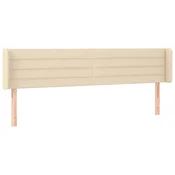 Vidaxl Vzglavje z ušesi krem 203x16x78/88 cm blago