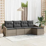 Set sofe 5 kom. Siva poliratan 233 x 117 x 85 cm