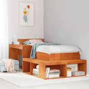 Vidaxl vidaXL Nočna omarica z delovno mizo, voščeno rjava, 222x122x75 cm, borovina