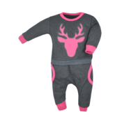 Baby suit deer grey-pink