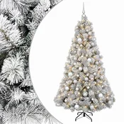 Vidaxl Umetna božična jelka z bučko 210 cm 300 LED Toplo bela