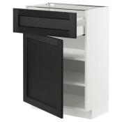 METOD / MAXIMERA Podni element s fiokom/vratima, bela/Lerhyttan crno bajcovano, 60x37 cm