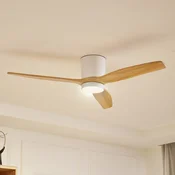 Lucande LED stropni ventilator Faipari, svetlo leseno, DC, 132 cm - Dnevna soba/jedilnica - Sodobni - bela, svetlo lesena
