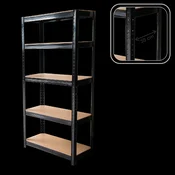 CHOMIK REGAL 5-NIVOJSKI 180 x 90 x 30 CM ČRN NOSILNOST POLICE: 175 KG *7361