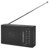 Nedis Prenosni radio / AM/ FM/ baterijsko napajanje/ analogno/ 1,5 W/ izhod za slušalke/ črn