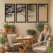 WallXpert metalni zidni ukras 5211, grane drveta u 4 uramljena panela, 120 x 60 cm, crni