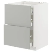 METOD / MAXIMERA Pod.elem.grej.ploca/2front/3fiok, bela/Havstorp svetlosiva, 60x60 cm