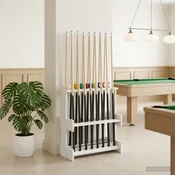 vidaXL Držalo za biljardne palice Inženirski les 60 x 35 x 60 cm Bela