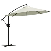 OUTSUNNY Senčnik za vrt O3x2.6 m s 8 rebri s križnim podstavkom, senčnik decentriran za vrt in teraso iz aluminija, kovine in poliestra 180g/m2, kremno bela
