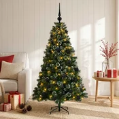 Umjetno božično drevo z okrasnimi kroglami 150 cm 150 LED