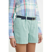 Pamučne kratke hlače Polo Ralph Lauren boja: zelena, bez uzorka, visoki struk, 211939691