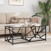 Stolic za kavu s crnom staklenom površinom 98,5x50x41 cm celik