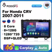 Podofo 2 din Car Radio Multimedia Player Android 11 AutoRadio GPS 9“ for Honda CRV CR-V 2007-2011 2DIN Stereo Wifi Carplay