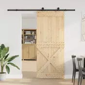 vidaXL Drsna vrata NARVIK Naravna in črna 95 x 210 cm (213,5 cm)