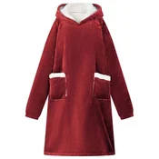 vidaXL Odeja s kapuco Bordeaux rdeča s Flis in flanel