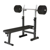 GORILLA SPORTS Podesiva benc klupa sa stalkom i setom tegova 38 kg