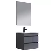 Kopalniško pohištvo Cube 60 cm keramični umivalnik z ogledalom z dvema predaloma 60x80 cm antracitno siva