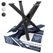 CM Furniture Kovinske noge za mizo črne barve, pajek, za okrogle/kvadratne mize. Višina 71 cm. Okvir mize v obliki črke X. V 71 x Š 75 x D 75 cm. Križni okvir. Konferenčna miza, klubska mizica v slogu podstrešja.