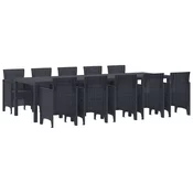 Vidaxl Komplet za jedilnico v vrtu 11 pcs Antracit Plastika