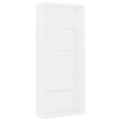 Vidaxl Knjižna omara 5-nadstropna bela 80x30x189 cm iverna plošča