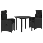 Set stolica za sofu s jastukom s jastukom 3 pcs Crna