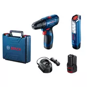 Bosch Akumulatorska bušilica - odvrtac GSR 120-Li, Lampa GLI 12V-300, 2x 2.0Ah, Kofer 06019G8004