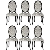 Casa Padrino luxury Art Nouveau dining chair set of 6 gray/black 51 x 48 x H. 106 cm - Elegant kitchen chairs with pattern - Baroque & Art Nouveau dining room furniture - Luxury quality