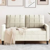 shumee vidaXL Dvosed kremne barve 120 cm oblazinjen z žametom