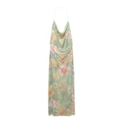 Pull&Bear Poletna obleka IBIZA pastelno zelena/svetlo lila/svetlo oranžna/rosé