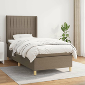 Greatstore Box spring postelja z vzmetnico taupe 90x200 cm blago