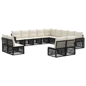 vidaXL vidaXL Vrtna sedežna garnitura 13 pcs Črna in krem bela poli ratan, (5000270797)