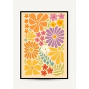 Plakat 21x30 cm barvito cvetje retro vintage rastlinska dekoracija A4